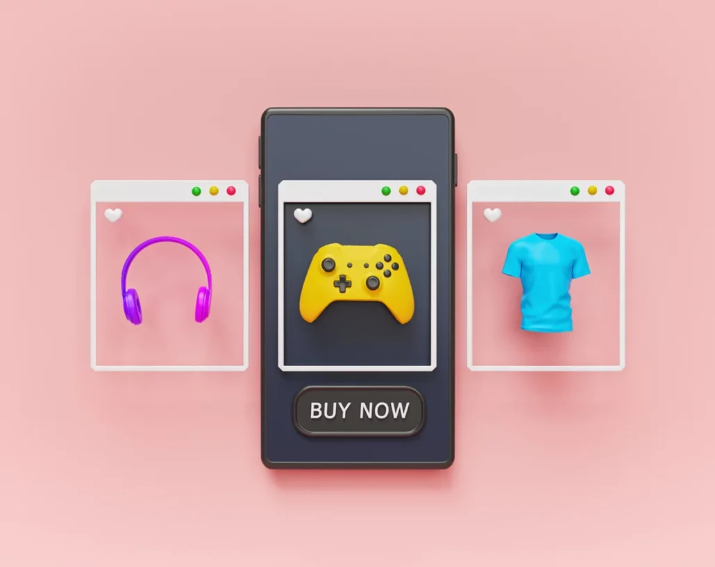 Graphic of shopping options on a cellphone