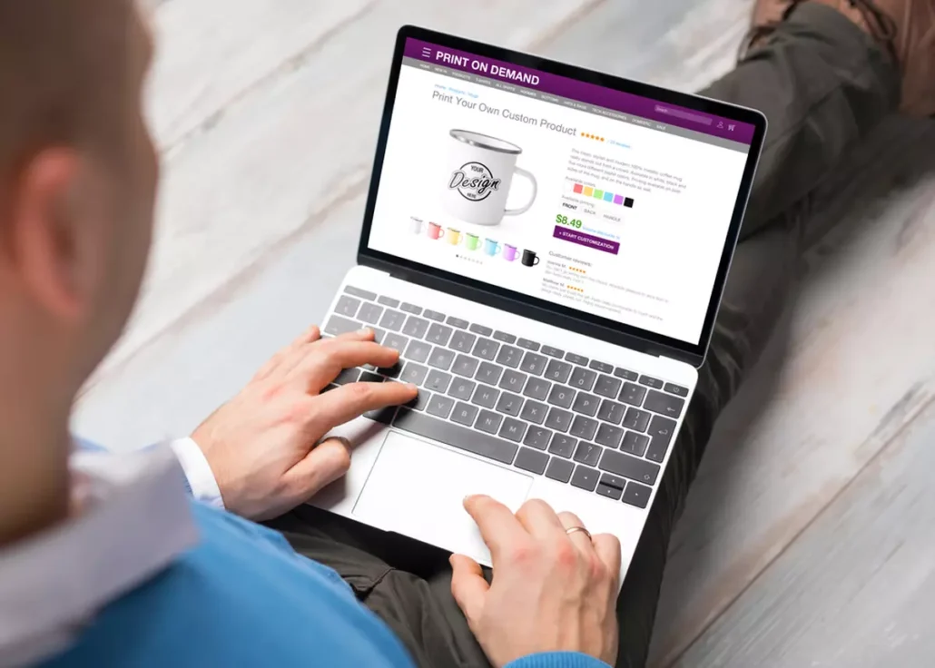 A man buying online merch