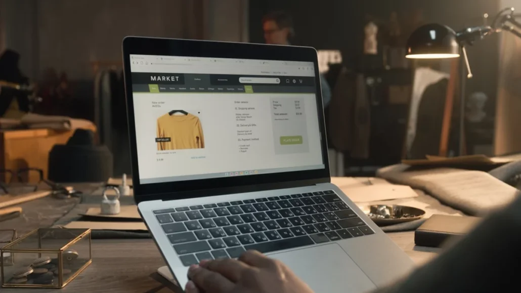 A person browsing an online company store